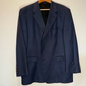 Hart Schaffner Marx Men Pure Wool Blazer Suit‎ Blue Black Classic Size 48R